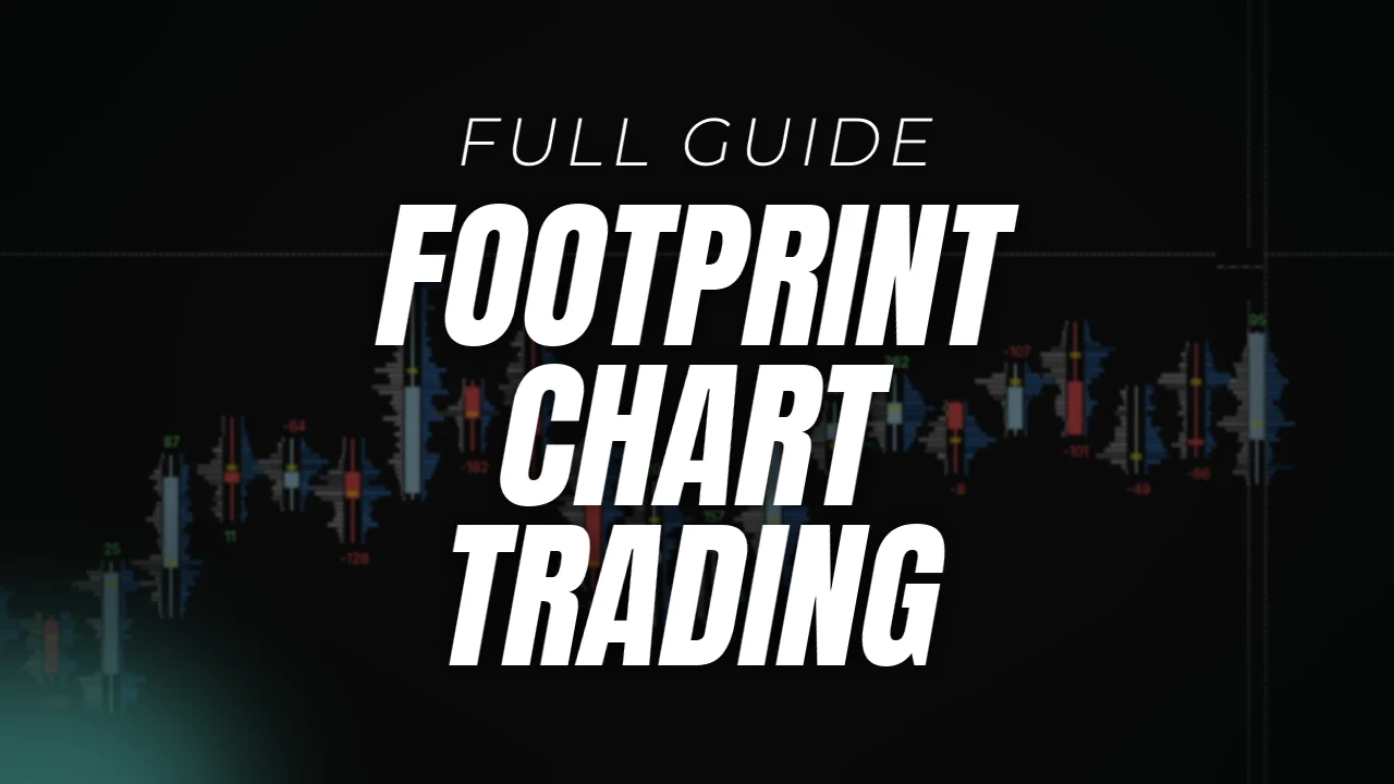 Footprint chart trading full guide, cover image over a real footprint chart with point and figure bars