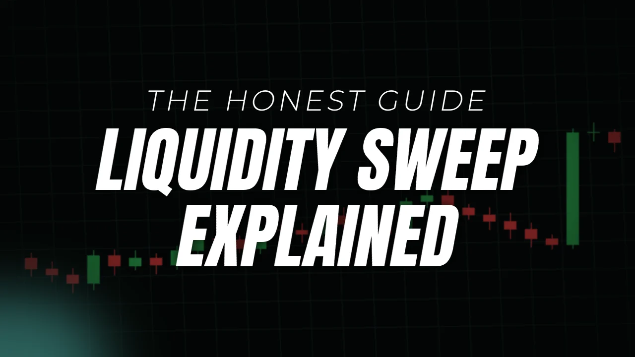 Liquidity sweep explained, the honest guide, cover image over a candlestick chart