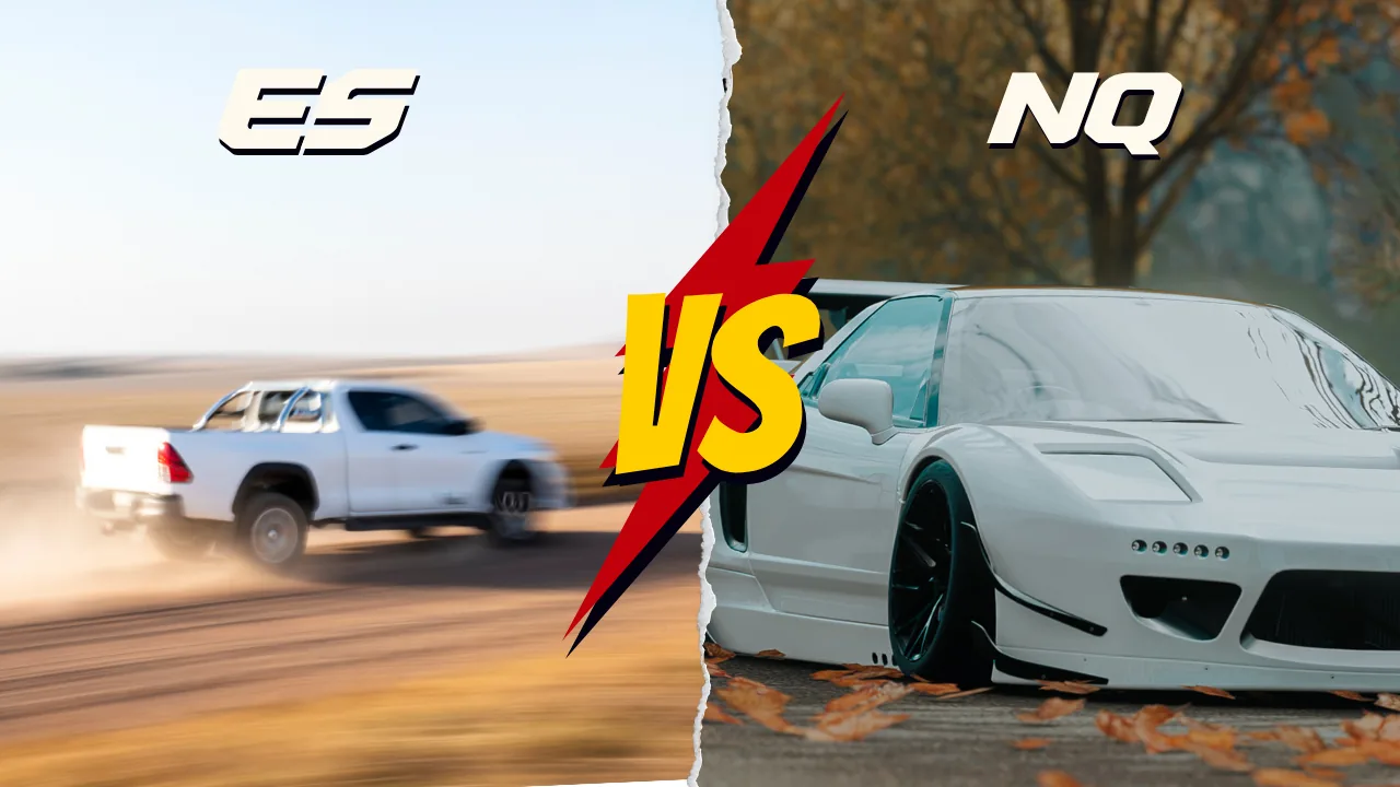 ES vs NQ futures compared: a Toyota pickup versus a white sports car